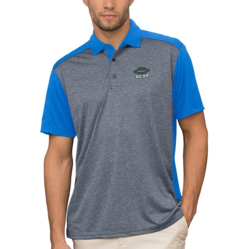 UCSB UC Santa Barbara Gauchos Polo Shirt Mens Large Charcoal Gray Blue Golf